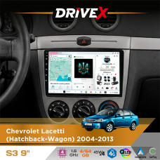 Штатна магнітола для Chevrolet Lacetti (Hatchback-Wagon) 2004-2013 DriveX S3 QLED 9" Android 8-ядерний 1.6ГГц 4x64Гб SIM-картка 3G/4G 7388 4x45W ASP TM2313 бездротовий CarPlay та AndroidAuto