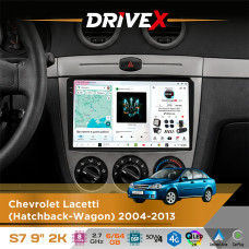 Штатна магнітола для Chevrolet Lacetti (Hatchback-Wagon) 2004-2013 DriveX S7 2K QLED 9" Android 8-ядерний 2.7ГГц 6x64Гб SIM-картка 3G/4G AK7808 AB 4x50W DSP AK7739 VELVET бездротовий CarPlay та AndroidAuto