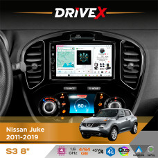 Штатна магнітола для Infiniti ESQ 2014-2019 DriveX S3 QLED 8" з фізичними кнопками Android 8-ядерний 1.6ГГц 4x64Гб SIM-картка 3G/4G 7388 45W ASP TM2313 бездротовий CarPlay та AndroidAuto