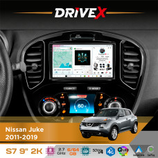 Штатна магнітола для Nissan Juke 2011-2019 DriveX S7 2K QLED 9" Android 8-ядерний 2.7ГГц 6x64Гб SIM-картка 3G/4G AK7808 AB 4x50W DSP AK7739 VELVET бездротовий CarPlay та AndroidAuto