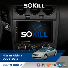 Штатна магнітола для Nissan Altima 2006-2012 SoKill DELTA-900 9" Android 4-ядерний 2+64Гб 4x45W бездротовий CarPlay та AndroidAuto