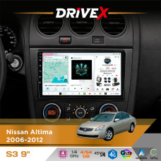 Штатна магнітола для Nissan Altima 2006-2012 DriveX S3 QLED 9" Android 8-ядерний 1.6ГГц 4x64Гб SIM-картка 3G/4G 7388 4x45W ASP TM2313 бездротовий CarPlay та AndroidAuto