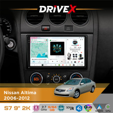 Штатна магнітола для Nissan Altima 2006-2012 DriveX S7 2K QLED 9" Android 8-ядерний 2.7ГГц 6x64Гб SIM-картка 3G/4G AK7808 AB 4x50W DSP AK7739 VELVET бездротовий CarPlay та AndroidAuto