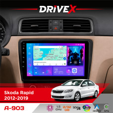 Штатна магнітола для Skoda Rapid 2012-2019 DriveX A-903 QLED 9" Android 4-ядерний 2+32Гб 4x50W(TDA7851) бездротовий CarPlay та AndroidAuto