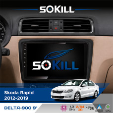 Штатна магнітола для Skoda Rapid 2012-2019 SoKill DELTA-900 9" Android 4-ядерний 2+64Гб 4x45W бездротовий CarPlay та AndroidAuto