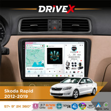 Штатна магнітола для Skoda Rapid 2012-2019 DriveX S7+ 2K QLED 9" Android 8-ядерний 2.7ГГц 8x128Гб SIM-картка 3G/4G AK7808 AB 4x50W 360° DSP AK7739 VELVET бездротовий CarPlay та AndroidAuto