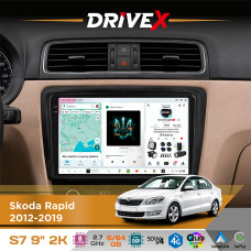 Штатна магнітола для Skoda Rapid 2012-2019 DriveX S7 2K QLED 9" Android 8-ядерний 2.7ГГц 6x64Гб SIM-картка 3G/4G AK7808 AB 4x50W DSP AK7739 VELVET бездротовий CarPlay та AndroidAuto