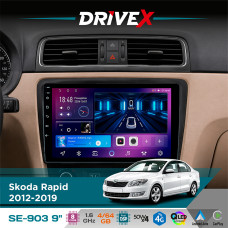 Штатна магнітола для Skoda Rapid 2012-2019 DriveX SE-903 QLED 9" Android 8-ядерний 4+64Гб SIM-картка 3G/4G DSP 4x50W(TDA7851) бездротовий CarPlay та AndroidAuto