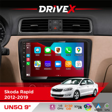 Штатна магнітола для Skoda Rapid 2012-2019 DriveX UN5 QLED 9" Android 4-ядерний 2+32Гб 4x45W бездротовий CarPlay та AndroidAuto