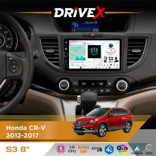 Штатна магнітола для Honda CR-V 2012-2017 DriveX S3 QLED 8" з фізичними кнопками Android 8-ядерний 1.6ГГц 4x64Гб SIM-картка 3G/4G 7388 45W ASP TM2313 бездротовий CarPlay та AndroidAuto