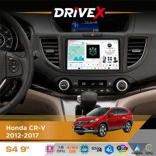 Штатна магнітола для Honda CR-V 2012-2017 DriveX S4 QLED 9" Android 8-ядерний 1.6ГГц 4x64Гб SIM-картка 3G/4G TDA7851 4x50W DSP AK7604 бездротовий CarPlay та AndroidAuto