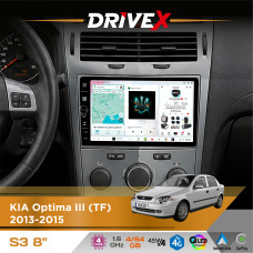 Штатна магнітола для Opel Antara 2006-2015 DriveX S3 QLED 8" з фізичними кнопками Android 8-ядерний 1.6ГГц 4x64Гб SIM-картка 3G/4G 7388 45W ASP TM2313 бездротовий CarPlay та AndroidAuto