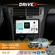 Штатна магнітола для Opel Astra (H) 2004-2014 DriveX S3 QLED 8" з фізичними кнопками Android 8-ядерний 1.6ГГц 4x64Гб SIM-картка 3G/4G 7388 45W ASP TM2313 бездротовий CarPlay та AndroidAuto
