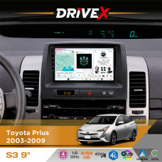 Штатна магнітола для Toyota Prius 2003-2009 DriveX S3 QLED 9" Android 8-ядерний 1.6ГГц 4x64Гб SIM-картка 3G/4G 7388 4x45W ASP TM2313 бездротовий CarPlay та AndroidAuto