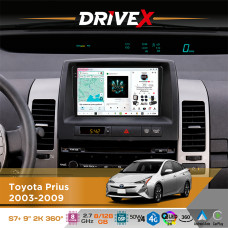 Штатна магнітола для Toyota Prius 2003-2009 DriveX S7+ 2K QLED 9" Android 8-ядерний 2.7ГГц 8x128Гб SIM-картка 3G/4G AK7808 AB 4x50W 360° DSP AK7739 VELVET бездротовий CarPlay та AndroidAuto