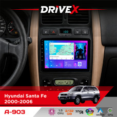 Штатна магнітола для Hyundai Santa Fe 2000-2006 DriveX A-903 QLED 9" Android 4-ядерний 2+32Гб 4x50W(TDA7851) бездротовий CarPlay та AndroidAuto