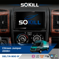 Штатна магнітола для Peugeot Boxer 2006+ SoKill DELTA-900 9" Android 4-ядерний 2+64Гб 4x45W бездротовий CarPlay та AndroidAuto