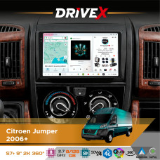 Штатна магнітола для Fiat Ducato 2006+ DriveX S7+ 2K QLED 9" Android 8-ядерний 2.7ГГц 8x128Гб SIM-картка 3G/4G AK7808 AB 4x50W 360° DSP AK7739 VELVET бездротовий CarPlay та AndroidAuto