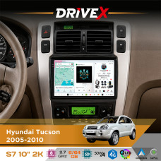 Штатна магнітола для Hyundai Tucson 2005-2010 DriveX S7 2K QLED 10" Android 8-ядерний 2.7ГГц 6x64Гб SIM-картка 3G/4G AK7808 AB 4x50W DSP AK7739 VELVET бездротовий CarPlay та AndroidAuto