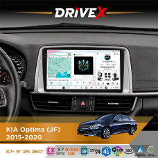 Штатна магнітола для KIA K5 2015-2020 DriveX S7+ 2K QLED 9" Android 8-ядерний 2.7ГГц 8x128Гб SIM-картка 3G/4G AK7808 AB 4x50W 360° DSP AK7739 VELVET бездротовий CarPlay та AndroidAuto