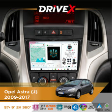 Штатна магнітола для Opel Astra (J) 2009-2017 DriveX S7+ 2K QLED 9" Android 8-ядерний 2.7ГГц 8x128Гб SIM-картка 3G/4G AK7808 AB 4x50W 360° DSP AK7739 VELVET бездротовий CarPlay та AndroidAuto