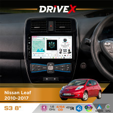 Штатна магнітола для Nissan Leaf 2010-2017 DriveX S3 QLED 8" з фізичними кнопками Android 8-ядерний 1.6ГГц 4x64Гб SIM-картка 3G/4G 7388 45W ASP TM2313 бездротовий CarPlay та AndroidAuto