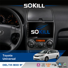 Штатна магнітола для Toyota Universal SoKill DELTA-900 9" Android 4-ядерний 2+64Гб 4x45W бездротовий CarPlay та AndroidAuto