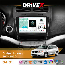Штатна магнітола для Dodge Journey 2011-2020 DriveX S4 QLED 9" Android 8-ядерний 1.6ГГц 4x64Гб SIM-картка 3G/4G TDA7851 4x50W DSP AK7604 бездротовий CarPlay та AndroidAuto