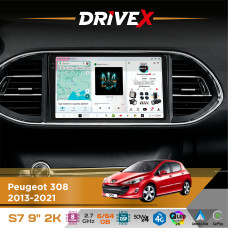 Штатна магнітола для Peugeot 308 2013-2021 DriveX S7 2K QLED 9" Android 8-ядерний 2.7ГГц 6x64Гб SIM-картка 3G/4G AK7808 AB 4x50W DSP AK7739 VELVET бездротовий CarPlay та AndroidAuto