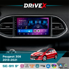 Штатна магнітола для Peugeot 308 2013-2021 DriveX SE-911 4+64Гб QLED 9" Android 4-ядерний 4x50W(TDA7851) DSP бездротовий CarPlay та AndroidAuto