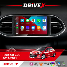Штатна магнітола для Peugeot 308 2013-2021 DriveX UN5 QLED 9" Android 4-ядерний 2+32Гб 4x45W бездротовий CarPlay та AndroidAuto