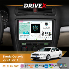 Штатна магнітола для Skoda Laura 2004-2008 DriveX S7+ 2K QLED 9" Android 8-ядерний 2.7ГГц 8x128Гб SIM-картка 3G/4G AK7808 AB 4x50W 360° DSP AK7739 VELVET бездротовий CarPlay та AndroidAuto