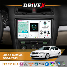 Штатна магнітола для Skoda Octavia 2004-2013 DriveX S7 2K QLED 9" Android 8-ядерний 2.7ГГц 6x64Гб SIM-картка 3G/4G AK7808 AB 4x50W DSP AK7739 VELVET бездротовий CarPlay та AndroidAuto