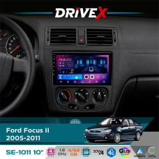 Штатна магнітола для Ford Focus II 2005-2011 DriveX SE-1011 QLED 10" Android 4-ядерний 4+64Гб DSP 4x50W(TDA7851) бездротовий CarPlay та AndroidAuto