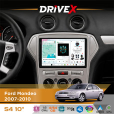 Штатна магнітола для Ford Mondeo 2007-2010 DriveX S4 QLED 10" Android 8-ядерний 1.6ГГц 4x64Гб SIM-картка 3G/4G TDA7851 4x50W DSP AK7604 бездротовий CarPlay та AndroidAuto