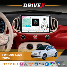 Штатна магнітола для Fiat 500 (312) 2015+ DriveX S7 2K QLED 9" Android 8-ядерний 2.7ГГц 6x64Гб SIM-картка 3G/4G AK7808 AB 4x50W DSP AK7739 VELVET бездротовий CarPlay та AndroidAuto