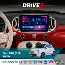 Штатна магнітола для Fiat 500 (312) 2015+ DriveX SE-903 QLED 9" Android 8-ядерний 4+64Гб SIM-картка 3G/4G DSP 4x50W(TDA7851) бездротовий CarPlay та AndroidAuto