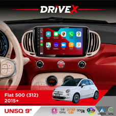 Штатна магнітола для Fiat 500 (312) 2015+ DriveX UN5 QLED 9" Android 4-ядерний 2+32Гб 4x45W бездротовий CarPlay та AndroidAuto