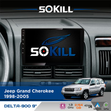 Штатна магнітола для Jeep Grand Cherokee 1998-2005 SoKill DELTA-900 9" Android 4-ядерний 2+64Гб 4x45W бездротовий CarPlay та AndroidAuto