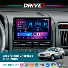 Штатна магнітола для Jeep Grand Cherokee 1998-2005 DriveX SE-903 QLED 9" Android 8-ядерний 4+64Гб SIM-картка 3G/4G DSP 4x50W(TDA7851) бездротовий CarPlay та AndroidAuto