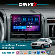 Штатна магнітола для Jeep Grand Cherokee 1998-2005 DriveX SE-911 4+64Гб QLED 9" Android 4-ядерний 4x50W(TDA7851) DSP бездротовий CarPlay та AndroidAuto