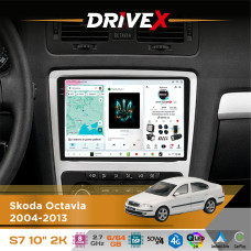 Штатна магнітола для Skoda Octavia 2004-2013 DriveX S7 2K QLED 10" Android 8-ядерний 2.7ГГц 6x64Гб SIM-картка 3G/4G AK7808 AB 4x50W DSP AK7739 VELVET бездротовий CarPlay та AndroidAuto