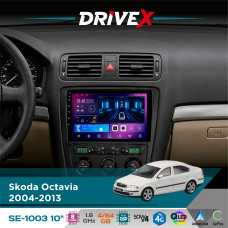 Штатна магнітола для Skoda Octavia 2004-2013 DriveX SE-1003 QLED 10" Android 8-ядерний 4+64Гб SIM-картка 3G/4G DSP 4x50W(TDA7851) бездротовий CarPlay та AndroidAuto