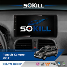 Штатна магнітола для Renault Kangoo 2013+ SoKill DELTA-900 9" Android 4-ядерний 2+64Гб 4x45W бездротовий CarPlay та AndroidAuto