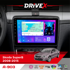 Штатна магнітола для Skoda SuperB 2008-2015 DriveX A-903 QLED 9" Android 4-ядерний 2+32Гб 4x50W(TDA7851) бездротовий CarPlay та AndroidAuto