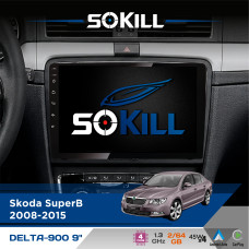 Штатна магнітола для Skoda SuperB 2008-2015 SoKill DELTA-900 9" Android 4-ядерний 2+64Гб 4x45W бездротовий CarPlay та AndroidAuto