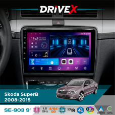 Штатна магнітола для Skoda SuperB 2008-2015 DriveX SE-903 QLED 9" Android 8-ядерний 4+64Гб SIM-картка 3G/4G DSP 4x50W(TDA7851) бездротовий CarPlay та AndroidAuto