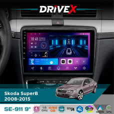 Штатна магнітола для Skoda SuperB 2008-2015 DriveX SE-911 4+64Гб QLED 9" Android 4-ядерний 4x50W(TDA7851) DSP бездротовий CarPlay та AndroidAuto