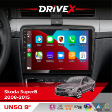 Штатна магнітола для Skoda SuperB 2008-2015 DriveX UN5 QLED 9" Android 4-ядерний 2+32Гб 4x45W бездротовий CarPlay та AndroidAuto