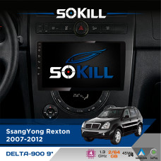 Штатна магнітола для SsangYong Rexton 2007-2012 SoKill DELTA-900 9" Android 4-ядерний 2+64Гб 4x45W бездротовий CarPlay та AndroidAuto